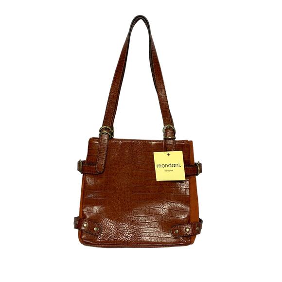 Mondani NY Faux Leather Canyon Shoulder Bag Medium Brown Adjustable Timeless - Picture 1 of 9